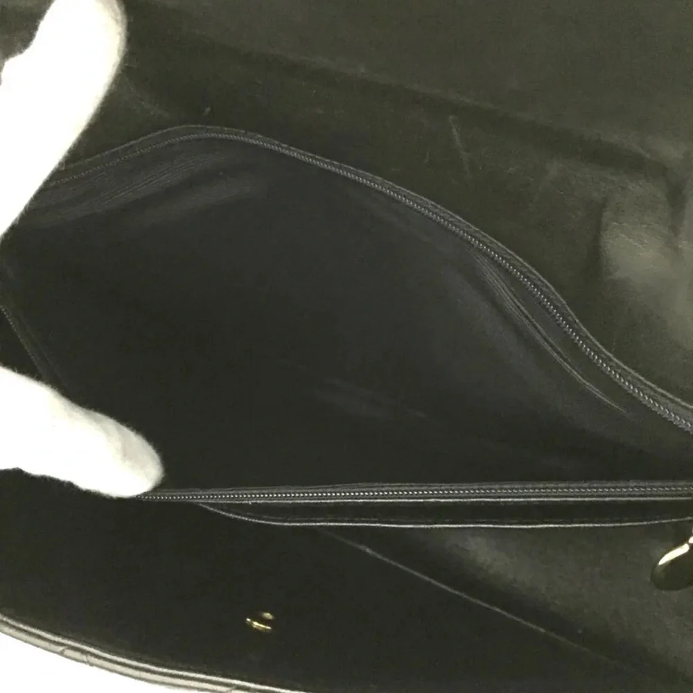 CHANEL Classic Black Leather Jumbo 30 / 24k Gold Chain Flap Bag +Card/Duster + - Picture 4 of 12